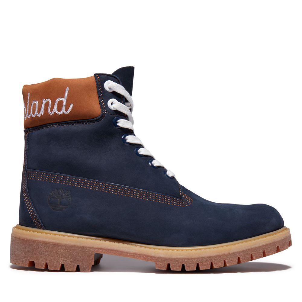 Bototos Timberland Hombre 6-Inch Premium Waterproof Azul Marino - Chile TCF-948521